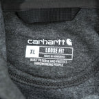 carhartt プルオーバー パーカー XL グレー 裏起毛 ロゴスリーブ ビッグサイズ LOOSE FIT カンガルーポケット K288