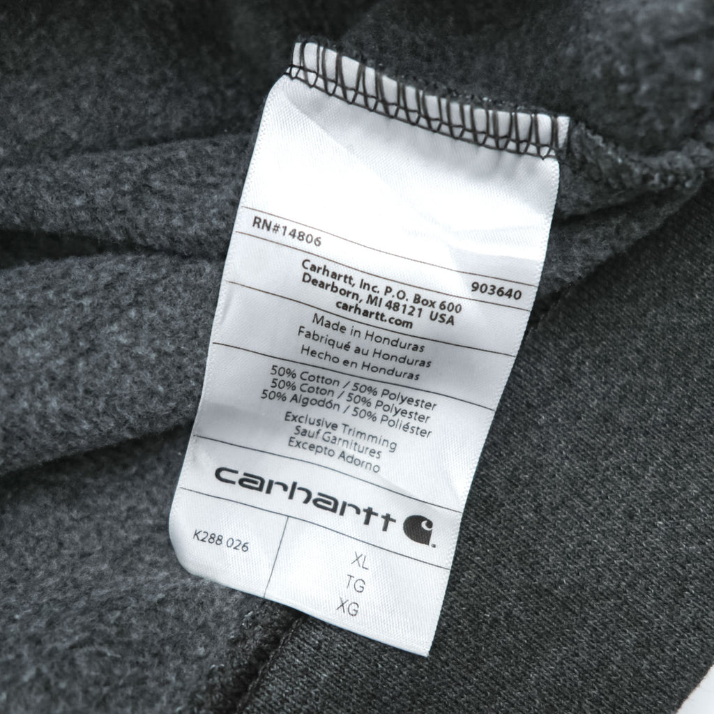 carhartt プルオーバー パーカー XL グレー 裏起毛 ロゴスリーブ ビッグサイズ LOOSE FIT カンガルーポケット K288