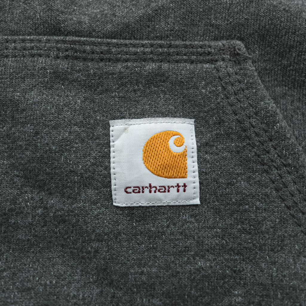 carhartt プルオーバー パーカー XL グレー 裏起毛 ロゴスリーブ ビッグサイズ LOOSE FIT カンガルーポケット K288