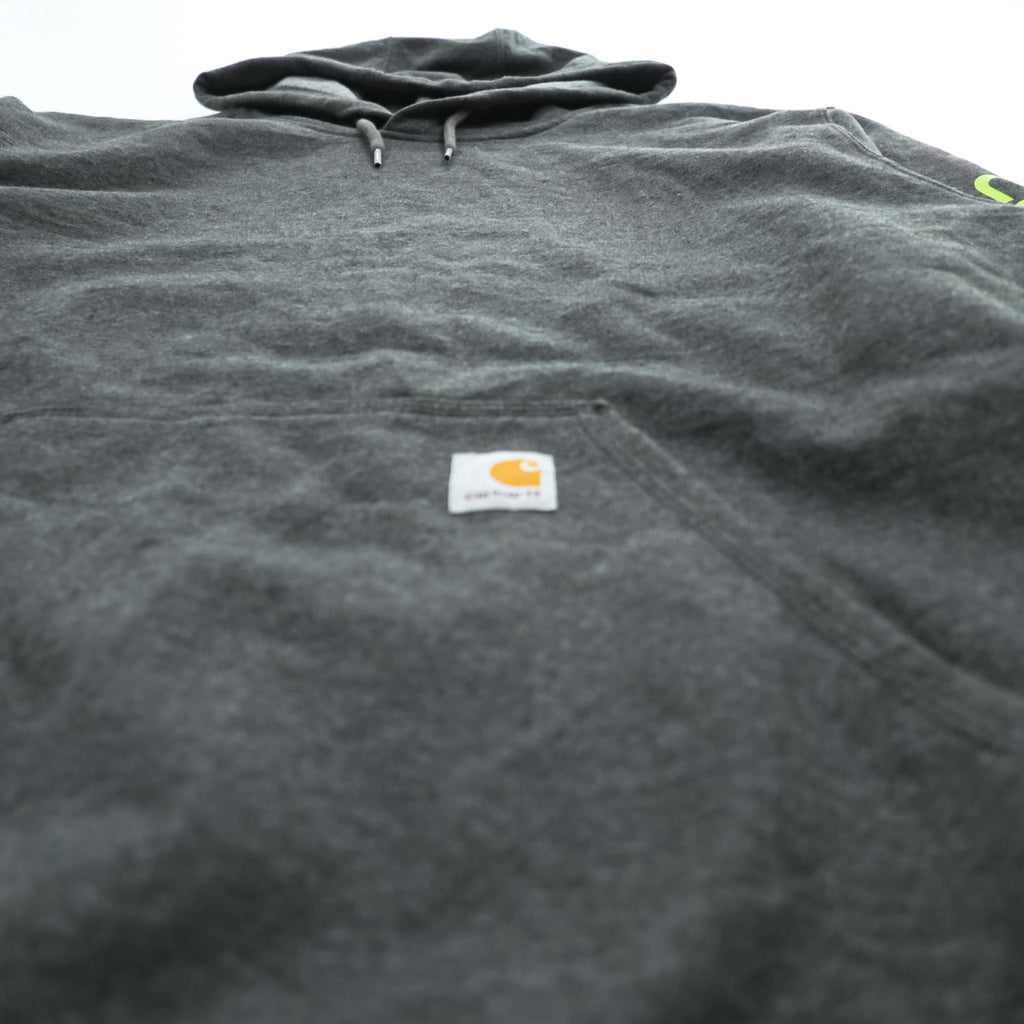 carhartt プルオーバー パーカー XL グレー 裏起毛 ロゴスリーブ ビッグサイズ LOOSE FIT カンガルーポケット K288