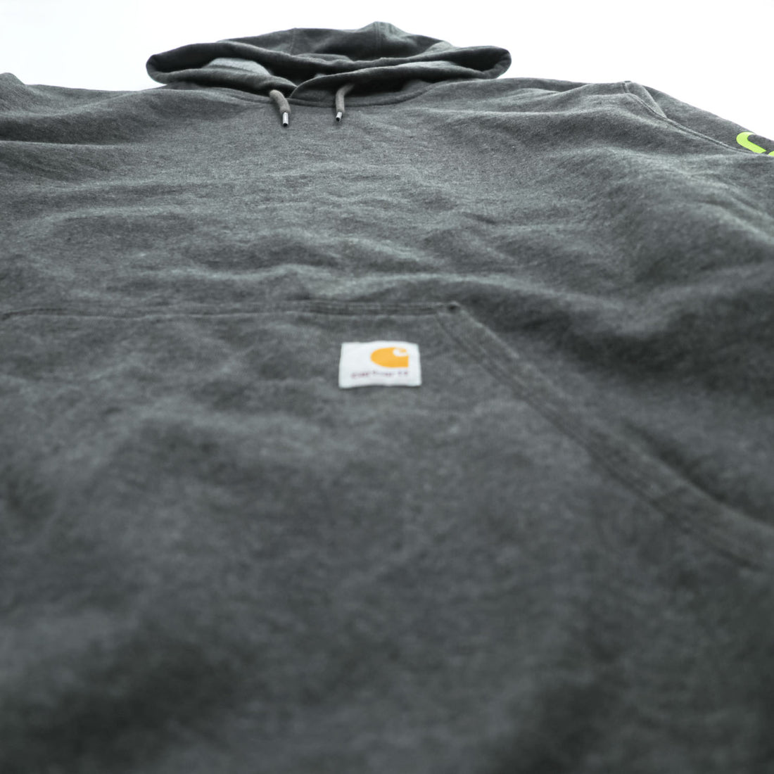 carhartt プルオーバー パーカー XL グレー 裏起毛 ロゴスリーブ ビッグサイズ LOOSE FIT カンガルーポケット K288