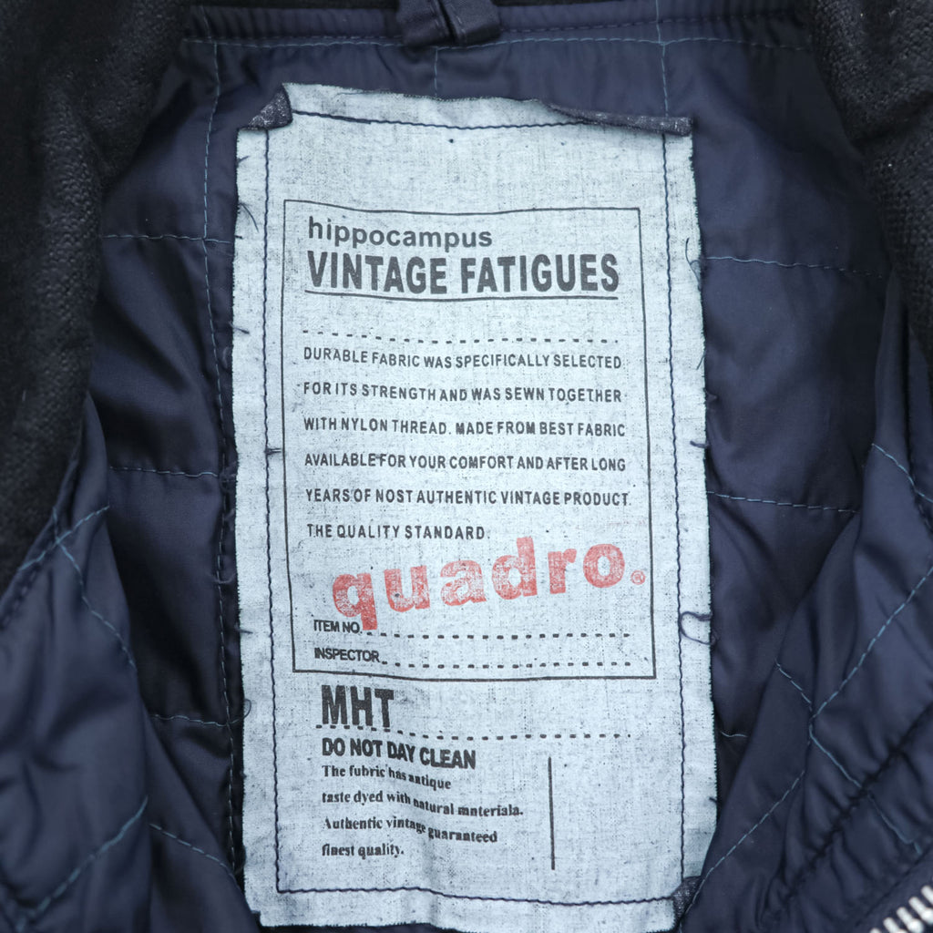 quadro プルオーバー ミリタリージャケット M ネイビー 中綿 サイドジップ hippocampus VINTAGE FATIGUES MHT アノラック