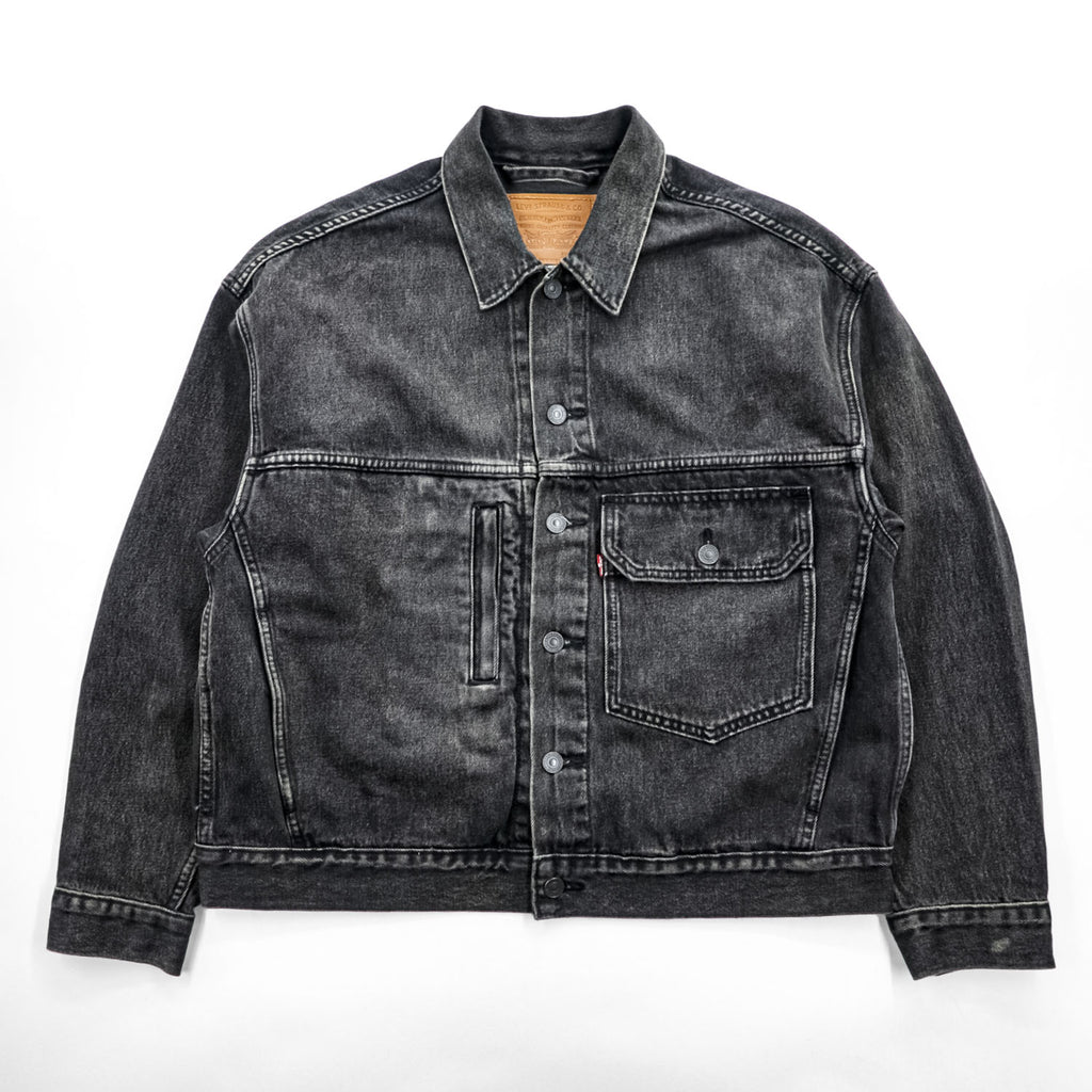 Levi's ビッグE 1stタイプ アレンジ デニムジャケット Gジャン STAY LOOSE TYPE1 トラッカージャケット S ブラック PREMIUM PC9-A2424-0001
