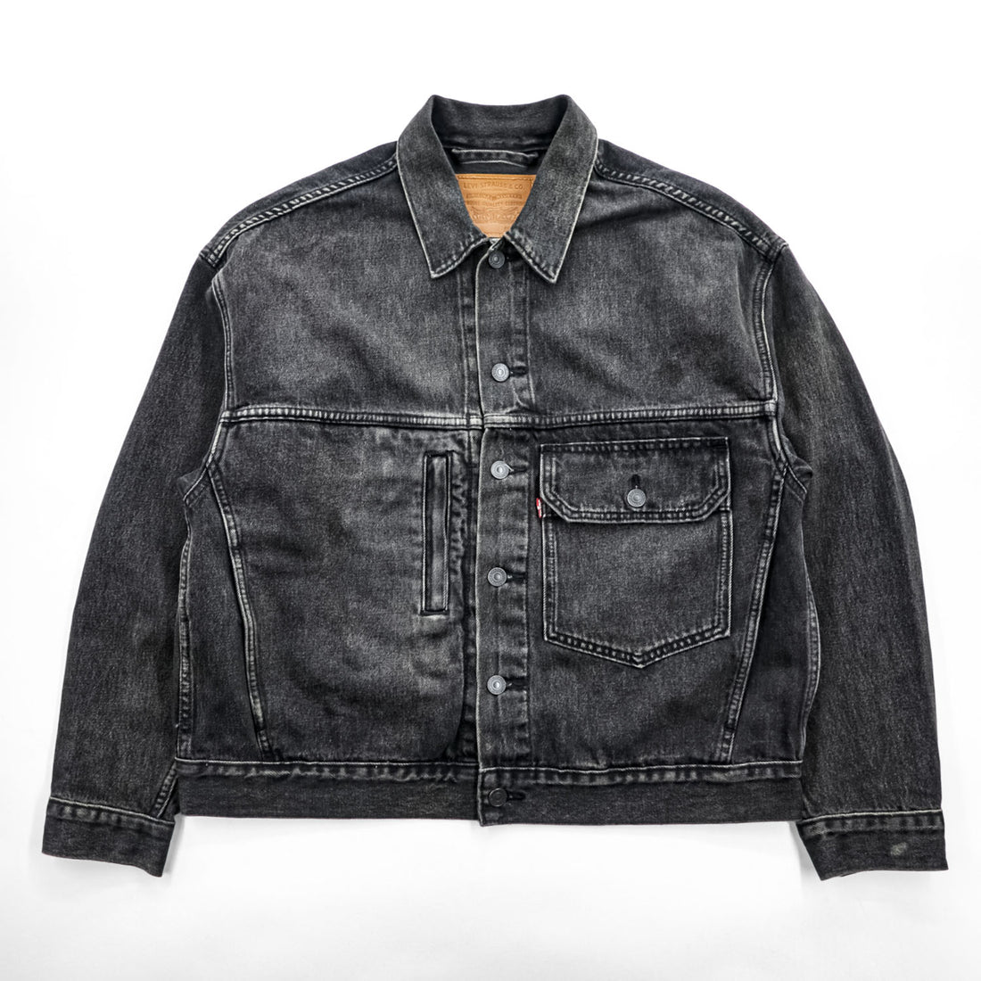 Levi's ビッグE 1stタイプ アレンジ デニムジャケット Gジャン STAY LOOSE TYPE1 トラッカージャケット S ブラック PREMIUM PC9-A2424-0001