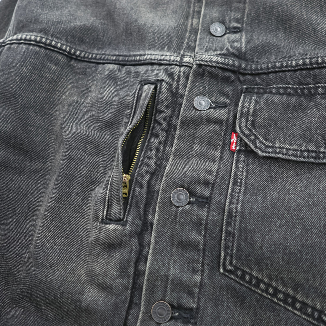 Levi's ビッグE 1stタイプ アレンジ デニムジャケット Gジャン STAY LOOSE TYPE1 トラッカージャケット S ブラック PREMIUM PC9-A2424-0001