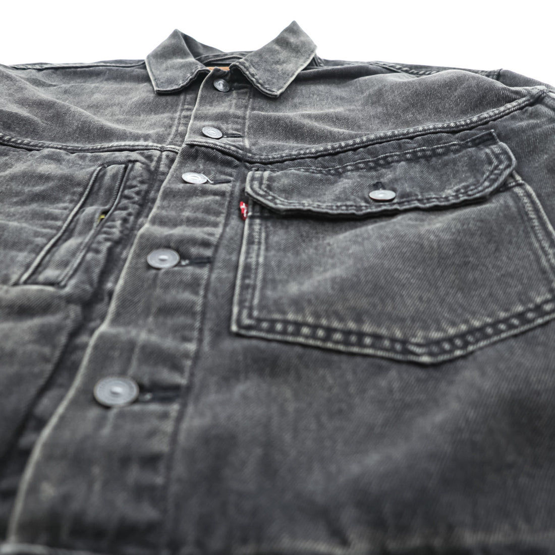 Levi's ビッグE 1stタイプ アレンジ デニムジャケット Gジャン STAY LOOSE TYPE1 トラッカージャケット S ブラック PREMIUM PC9-A2424-0001