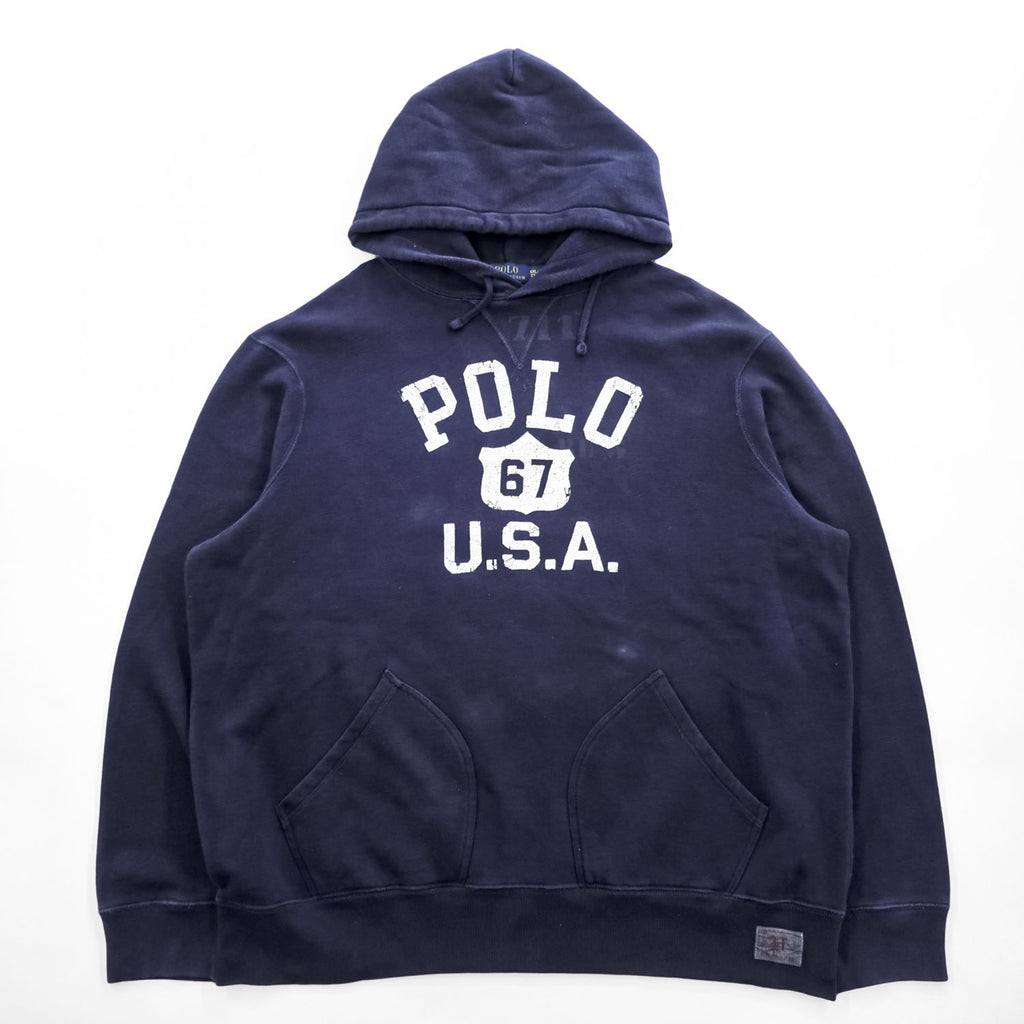 Polo Ralph Lauren Polo 67 USA Logo Print Pullover Hoodie Navy XXL