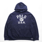 Polo Ralph Lauren Polo 67 USA Logo Print Pullover Hoodie Navy XXL