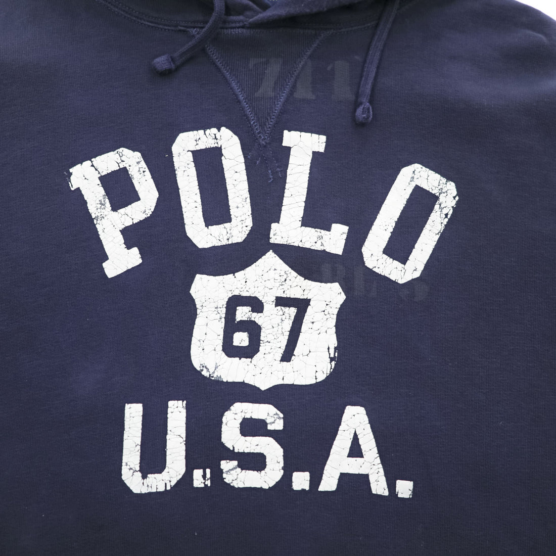 Polo Ralph Lauren Polo 67 USA Logo Print Pullover Hoodie Navy XXL