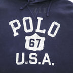 Polo Ralph Lauren Polo 67 USA Logo Print Pullover Hoodie Navy XXL
