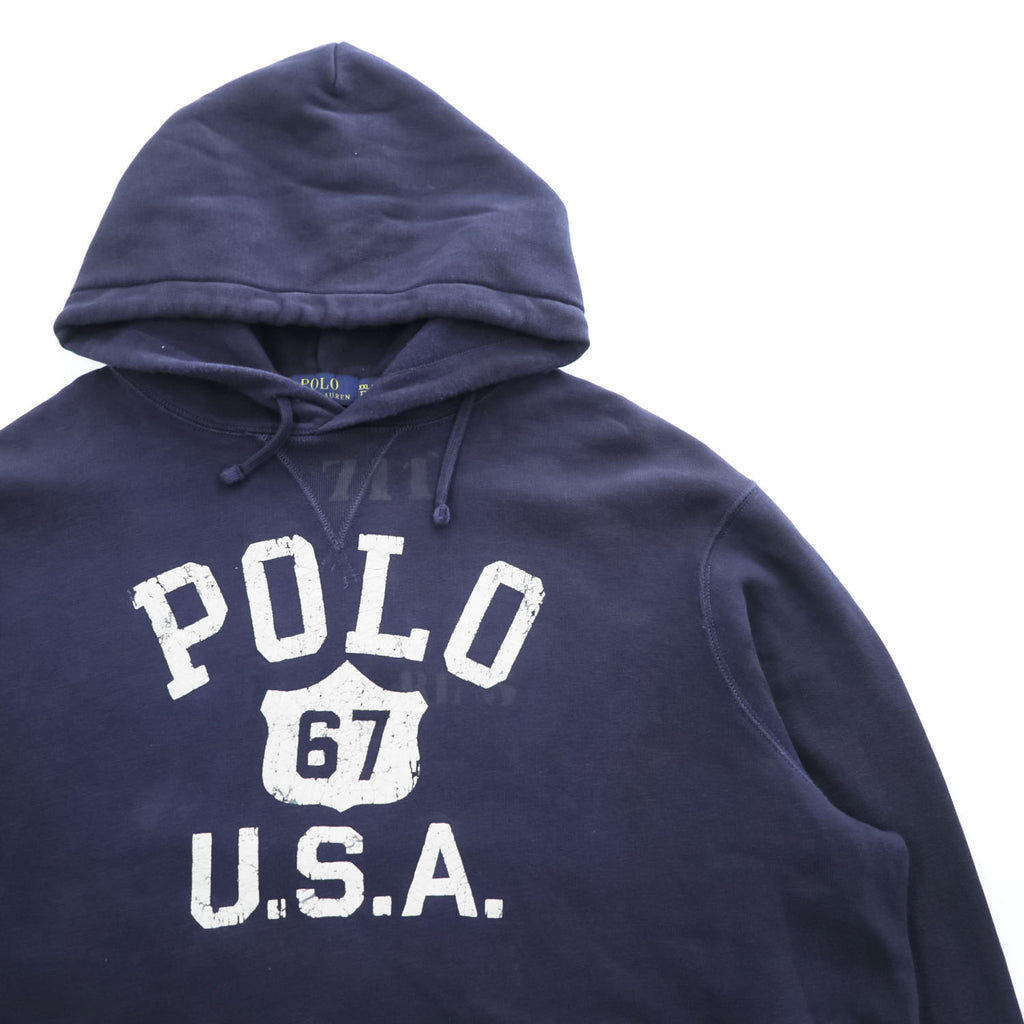 Polo Ralph Lauren Polo 67 USA Logo Print Pullover Hoodie Navy XXL