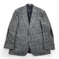 Vintage Stuart Hughes Herringbone Tweed Blazer Gray Elbow Patches USA Made 44R