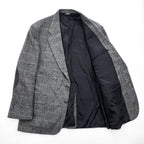 Vintage Stuart Hughes Herringbone Tweed Blazer Gray Elbow Patches USA Made 44R