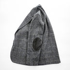 Vintage Stuart Hughes Herringbone Tweed Blazer Gray Elbow Patches USA Made 44R