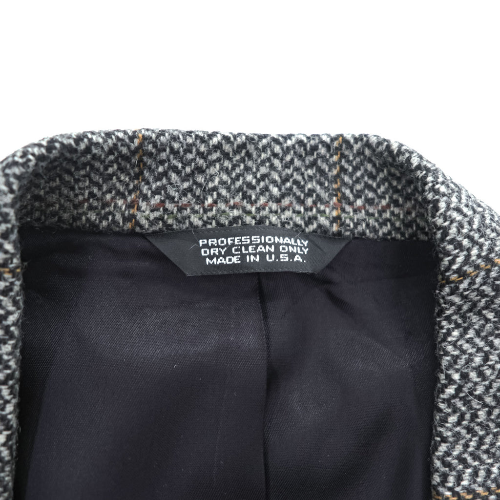 Vintage Stuart Hughes Herringbone Tweed Blazer Gray Elbow Patches USA Made 44R