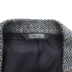 Vintage Stuart Hughes Herringbone Tweed Blazer Gray Elbow Patches USA Made 44R