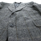 Vintage Stuart Hughes Herringbone Tweed Blazer Gray Elbow Patches USA Made 44R