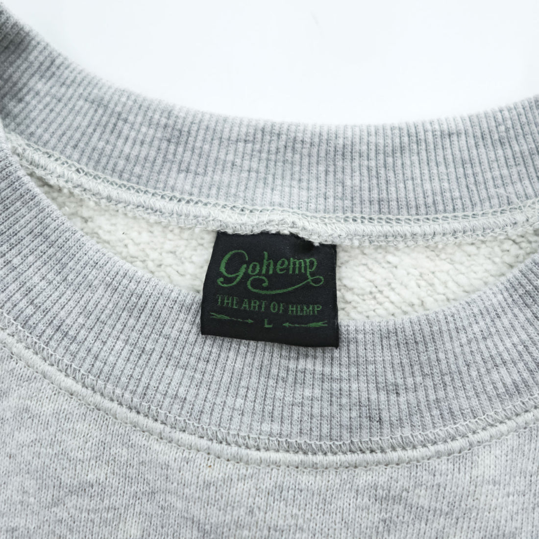 GOHEMP ヘンプ コットン ラグランスリーブ スウェット トレーナー L グレー 裏起毛