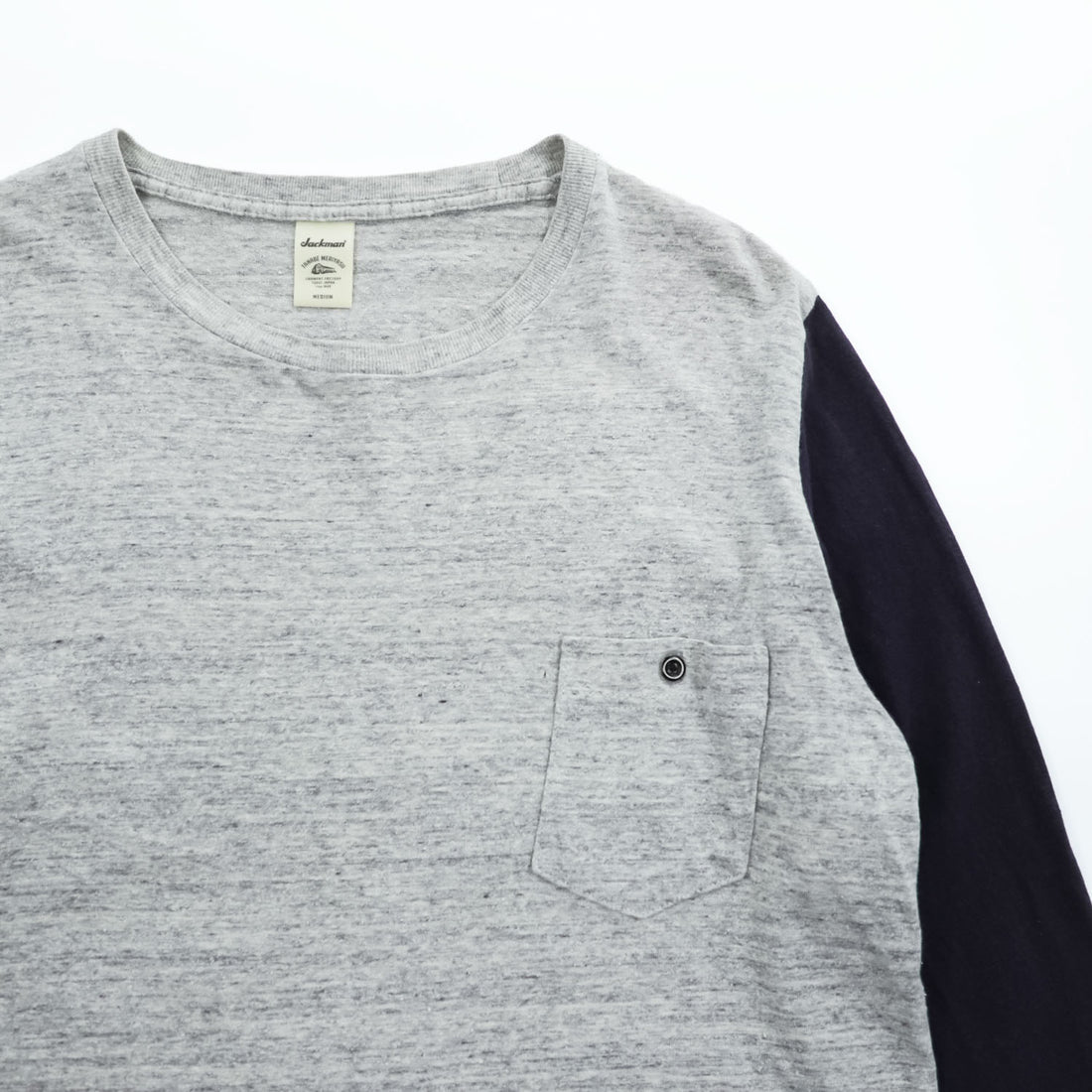 Jackman JM5582 Cotton Silk Color Block Pocket T-Shirt M Gray Navy