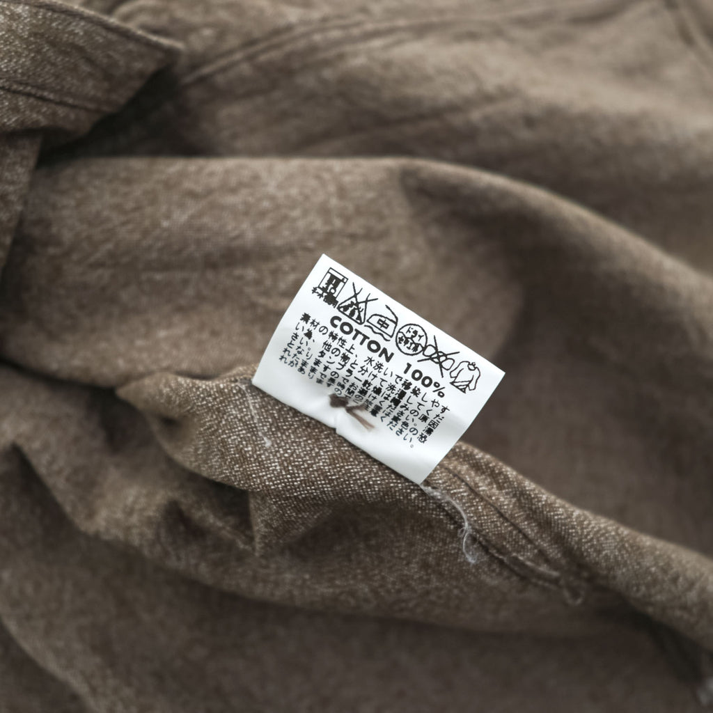 BUZZ RICKSON'S 日本製 長袖 ワークシャツ COTTON COVERT WORK SHIRT ブラウン シャンブレー ダブル 胸ポケット BR26082