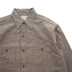 BUZZ RICKSON'S 日本製 長袖 ワークシャツ COTTON COVERT WORK SHIRT ブラウン シャンブレー ダブル 胸ポケット BR26082