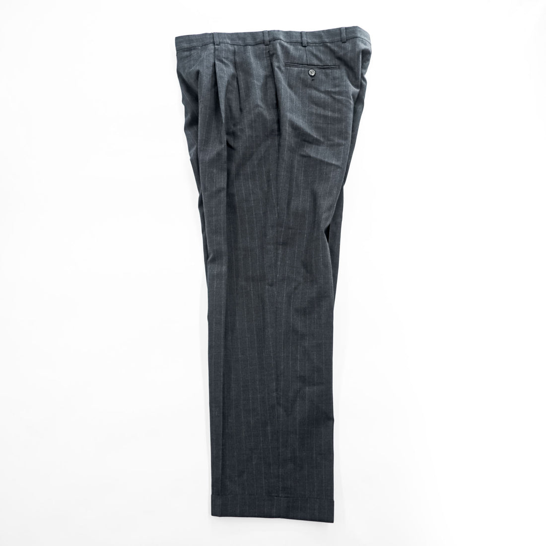 Brooks Brothers USA製 90年代 ヴィンテージ 2タック ワイド スラックス パンツ L グレー ピンストライプ プリーツ ダブルカフス サスペンダーボタン