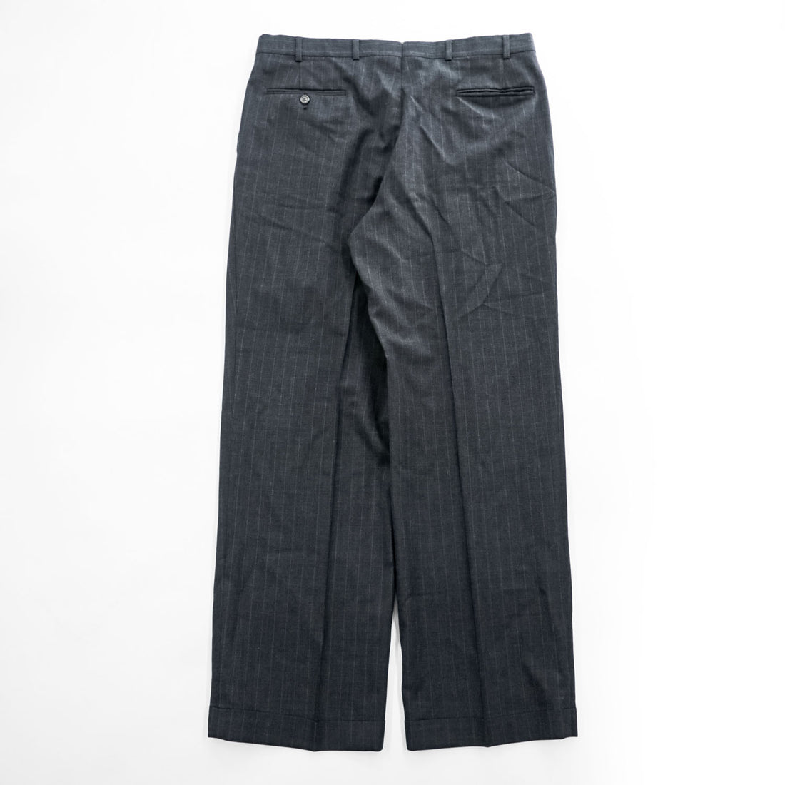 Brooks Brothers USA製 90年代 ヴィンテージ 2タック ワイド スラックス パンツ L グレー ピンストライプ プリーツ ダブルカフス サスペンダーボタン