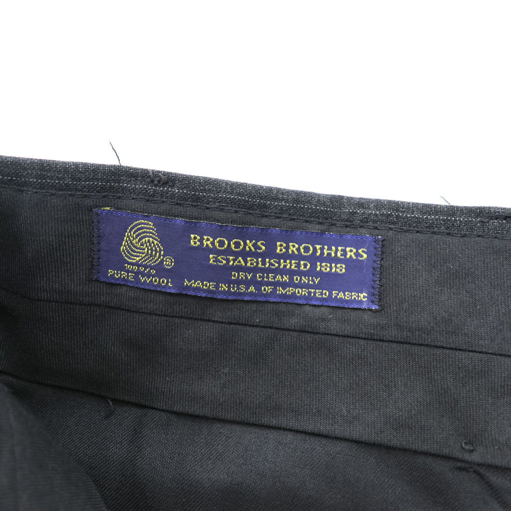 Brooks Brothers USA製 90年代 ヴィンテージ 2タック ワイド スラックス パンツ L グレー ピンストライプ プリーツ ダブルカフス サスペンダーボタン