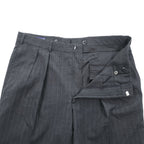 Brooks Brothers USA製 90年代 ヴィンテージ 2タック ワイド スラックス パンツ L グレー ピンストライプ プリーツ ダブルカフス サスペンダーボタン