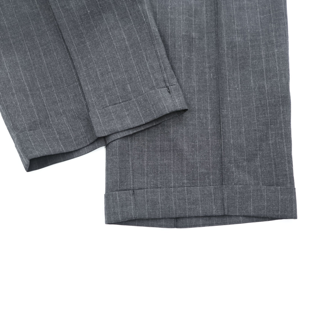 Brooks Brothers USA製 90年代 ヴィンテージ 2タック ワイド スラックス パンツ L グレー ピンストライプ プリーツ ダブルカフス サスペンダーボタン