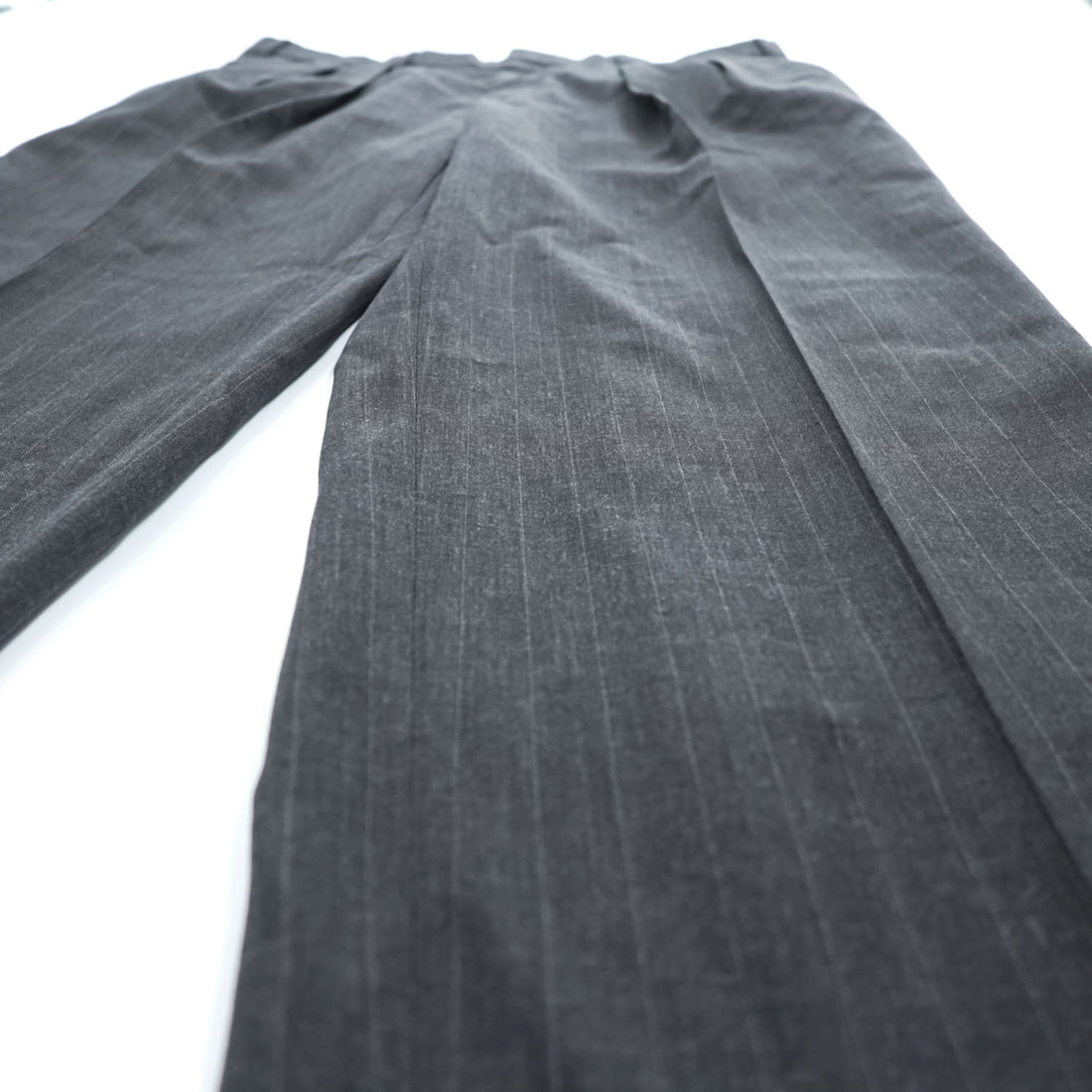 Brooks Brothers USA製 90年代 ヴィンテージ 2タック ワイド スラックス パンツ L グレー ピンストライプ プリーツ ダブルカフス サスペンダーボタン