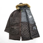 Barbour ギズバーン GISBURNE JACKET ワックスコットン オイルドジャケット ファーフード 着脱式 モッズコート XL ドローコード 中綿 キルティング MWX1223RU71