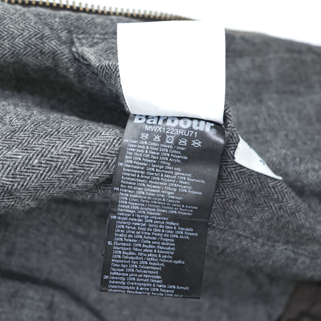 Barbour ギズバーン GISBURNE JACKET ワックスコットン オイルドジャケット ファーフード 着脱式 モッズコート XL ドローコード 中綿 キルティング MWX1223RU71