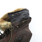 Barbour ギズバーン GISBURNE JACKET ワックスコットン オイルドジャケット ファーフード 着脱式 モッズコート XL ドローコード 中綿 キルティング MWX1223RU71