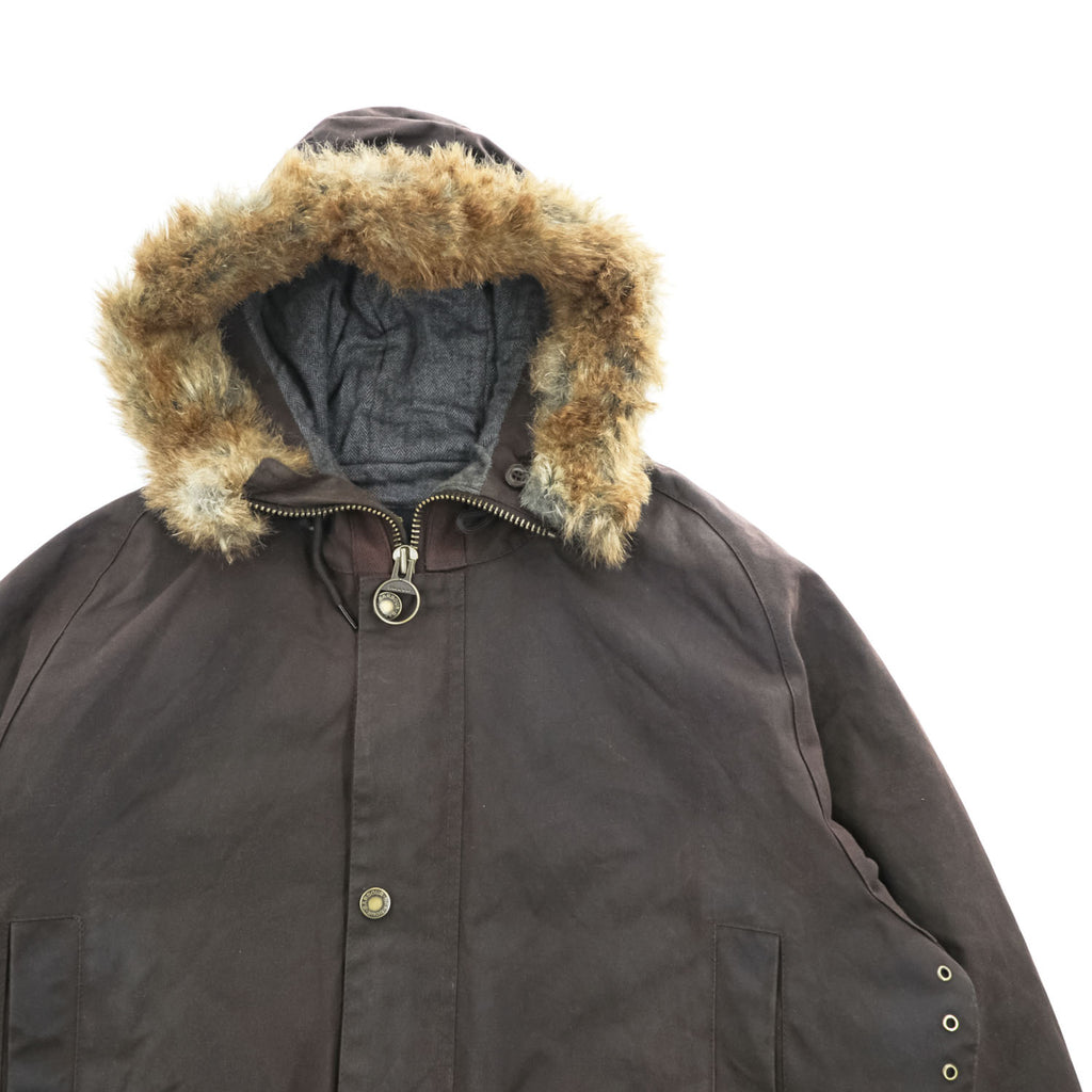 Barbour ギズバーン GISBURNE JACKET ワックスコットン オイルドジャケット ファーフード 着脱式 モッズコート XL ドローコード 中綿 キルティング MWX1223RU71