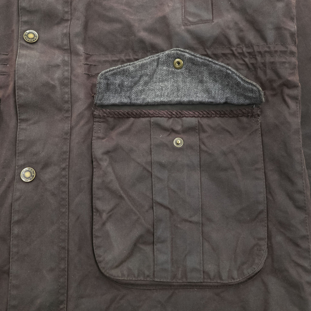 Barbour ギズバーン GISBURNE JACKET ワックスコットン オイルドジャケット ファーフード 着脱式 モッズコート XL ドローコード 中綿 キルティング MWX1223RU71