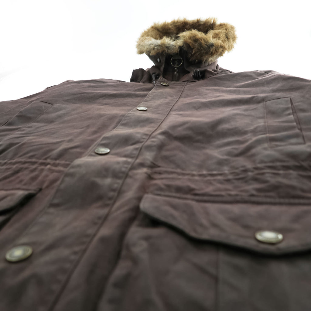 Barbour ギズバーン GISBURNE JACKET ワックスコットン オイルドジャケット ファーフード 着脱式 モッズコート XL ドローコード 中綿 キルティング MWX1223RU71