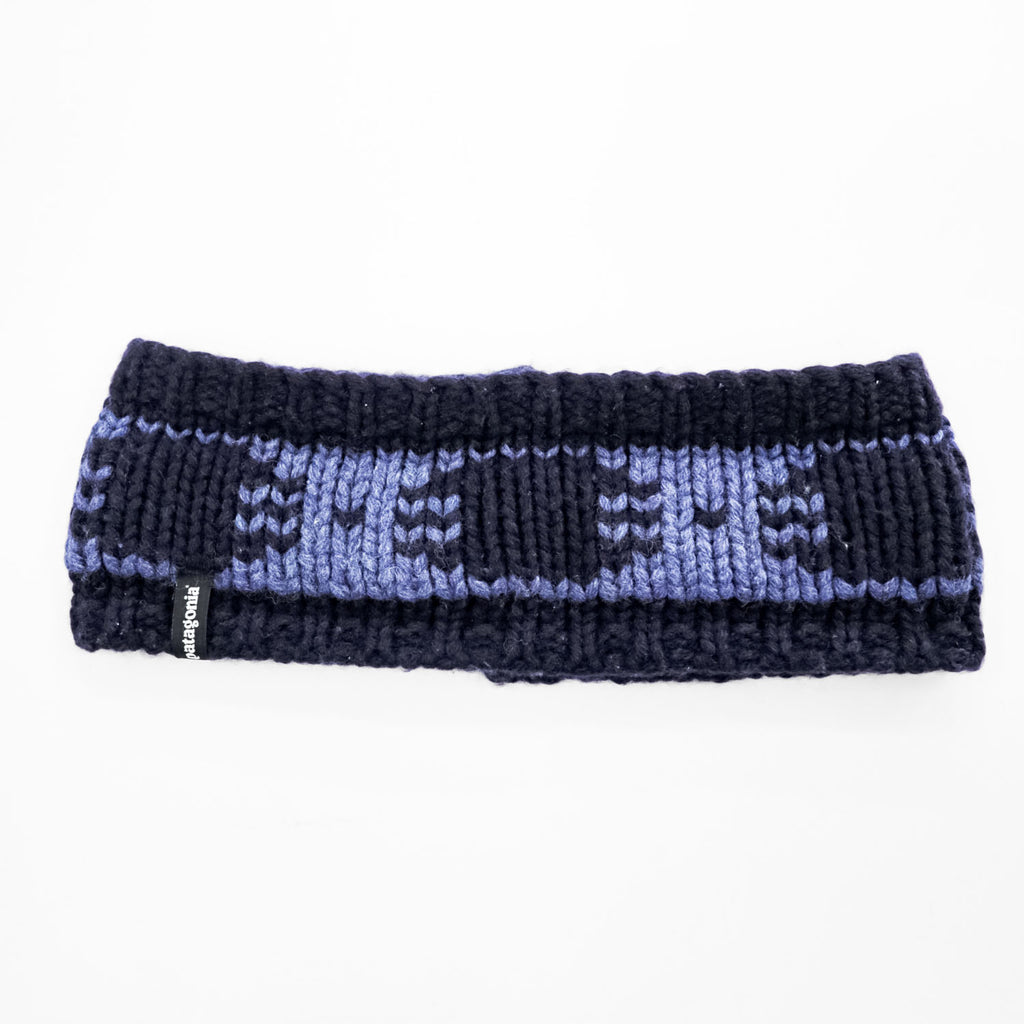 Patagonia Sapka Knit Headband Navy Blue Patterned Wool Blend Ear Warmer