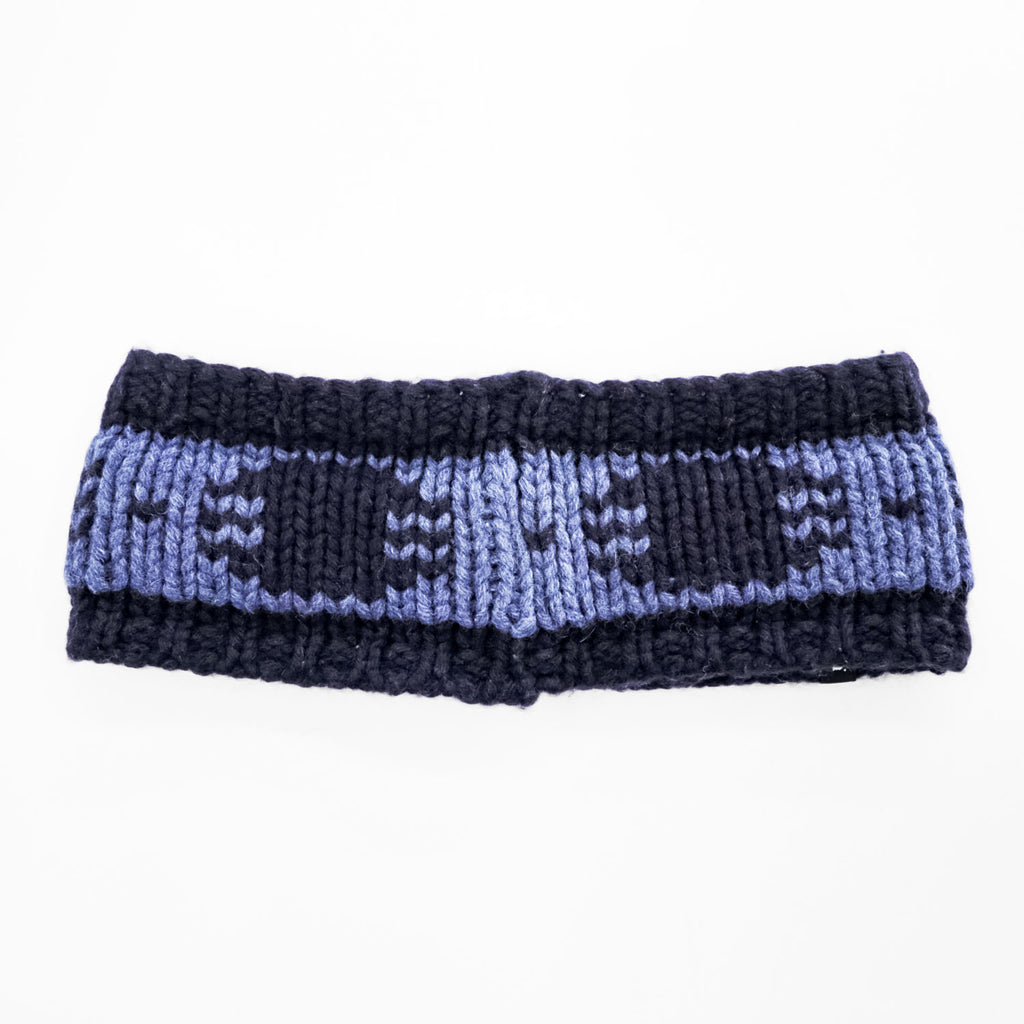 Patagonia Sapka Knit Headband Navy Blue Patterned Wool Blend Ear Warmer