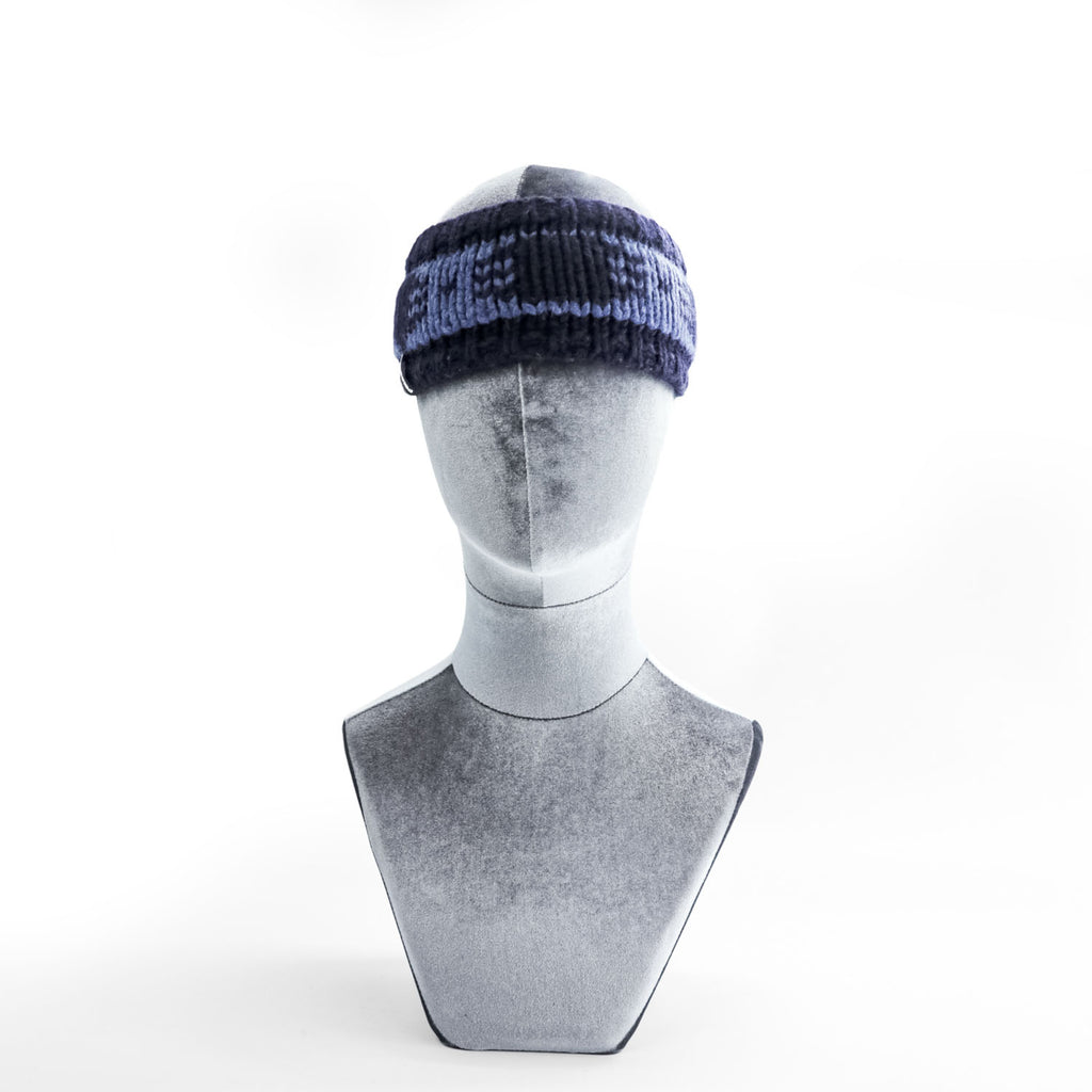 Patagonia Sapka Knit Headband Navy Blue Patterned Wool Blend Ear Warmer