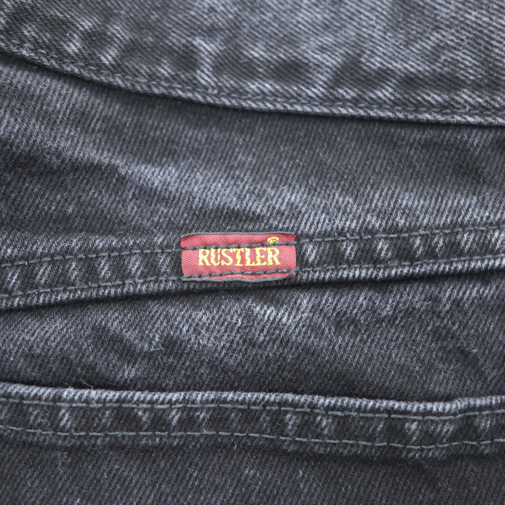 RUSTLER Black Denim Zip Fly Straight Jeans 30x30 Made in Nicaragua
