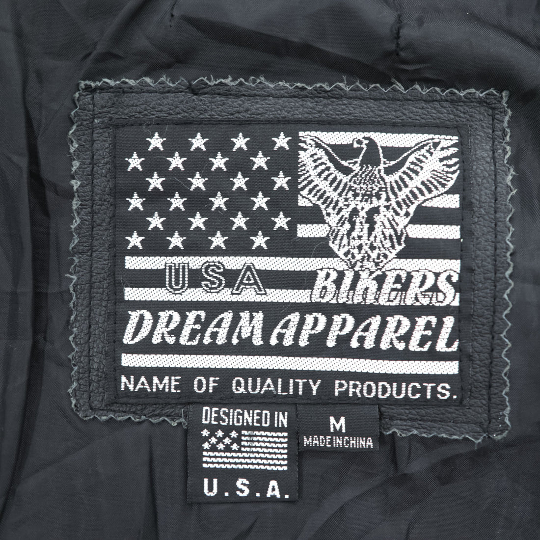 USA Bikers Dream Apparel Black Leather Shirt Jacket M Snap Button Biker Motorcycle