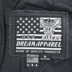 USA Bikers Dream Apparel Black Leather Shirt Jacket M Snap Button Biker Motorcycle