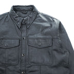 USA Bikers Dream Apparel Black Leather Shirt Jacket M Snap Button Biker Motorcycle
