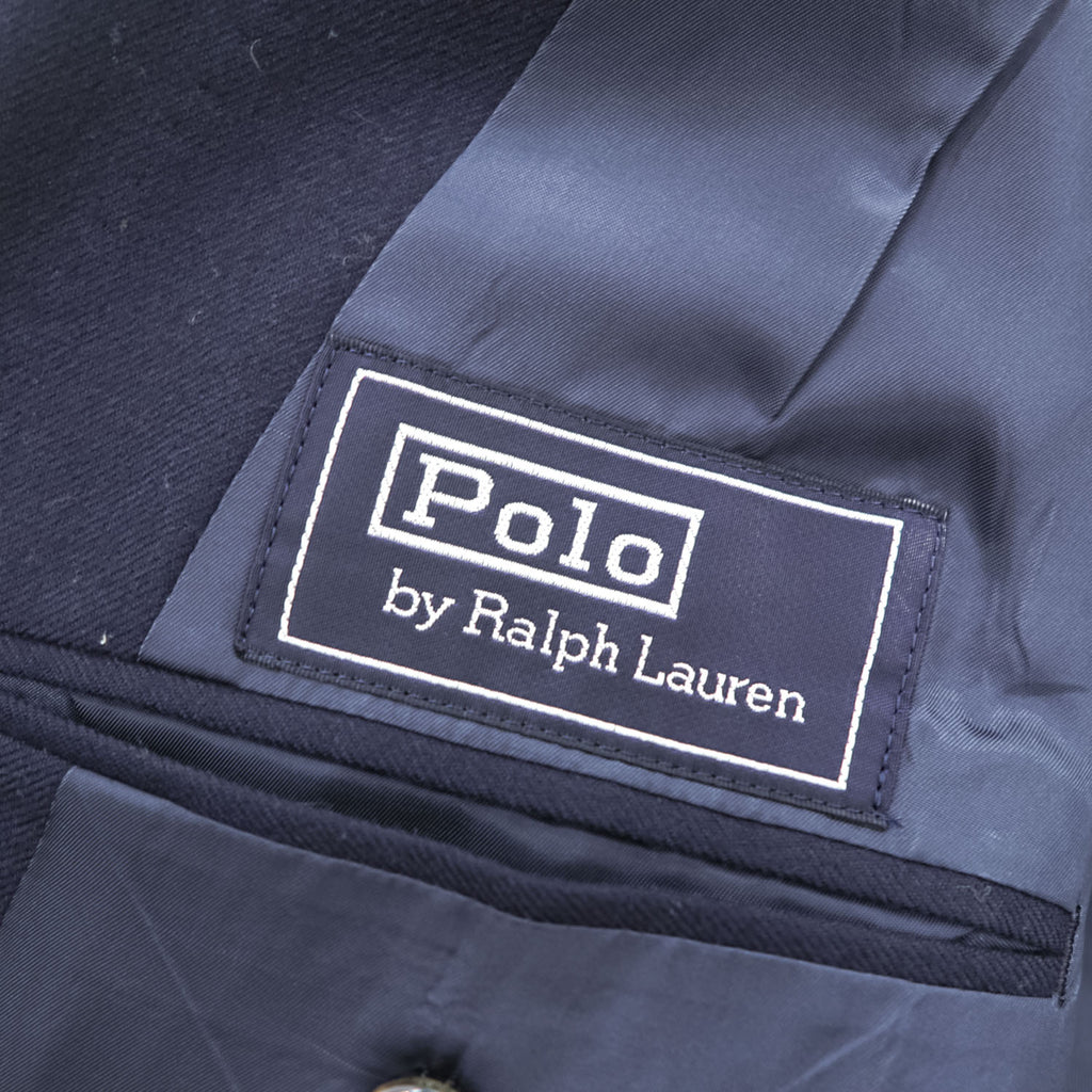 Polo Ralph Lauren Japan-made 90s Vintage Tailored Jacket Blazer, Size L, Navy Gabardine, 2-Button