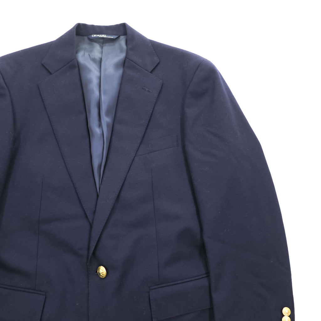 Polo Ralph Lauren Japan-made 90s Vintage Tailored Jacket Blazer, Size L, Navy Gabardine, 2-Button