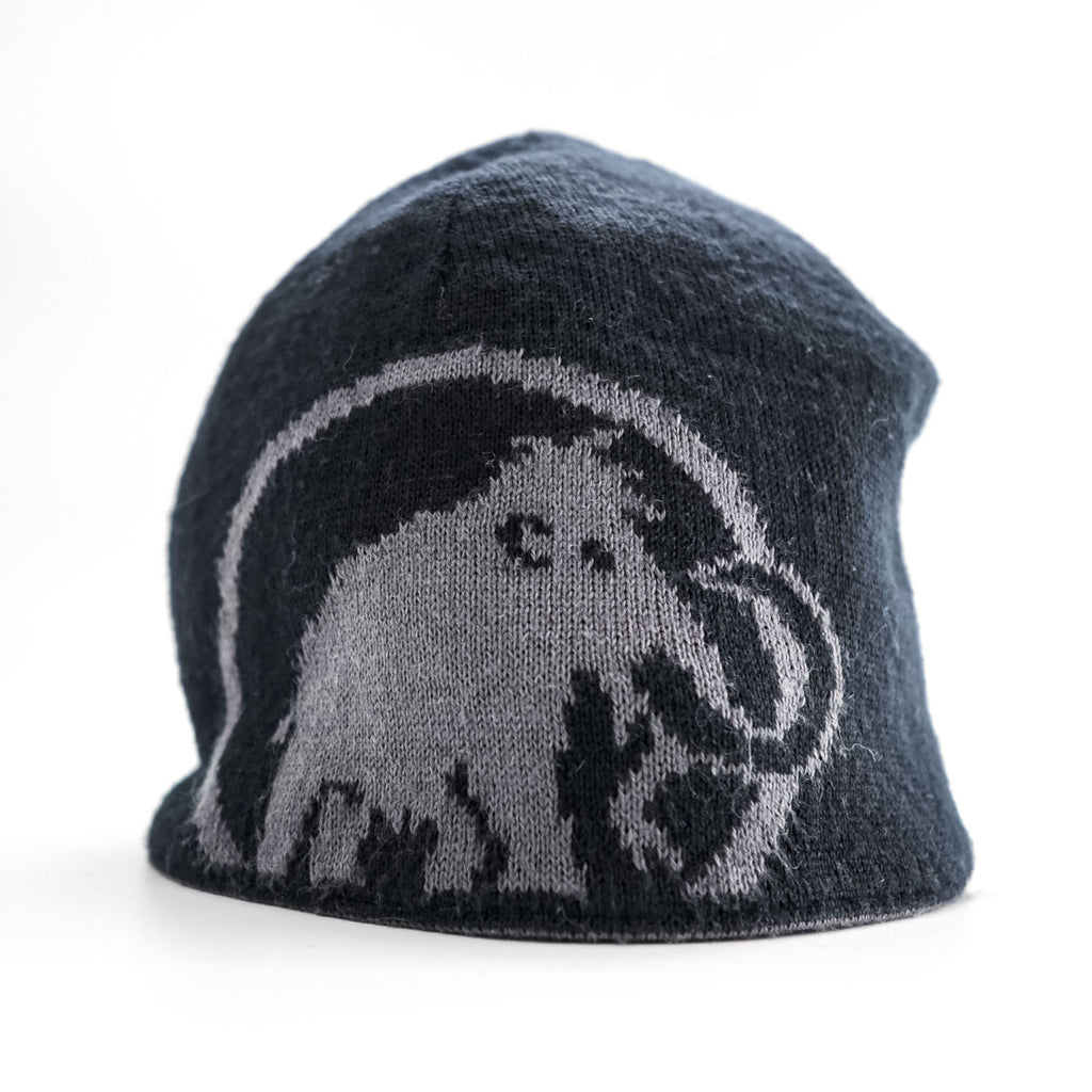 MAMMUT Reversible Knit Beanie Black Gray Mammoth Logo
