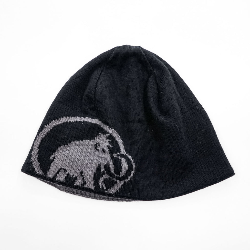 MAMMUT Reversible Knit Beanie Black Gray Mammoth Logo