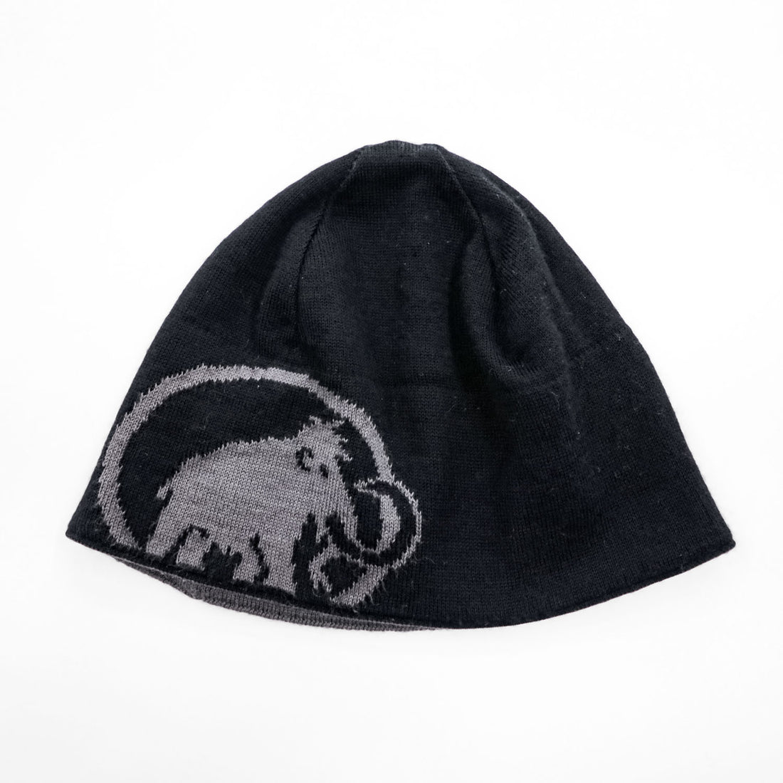 MAMMUT Reversible Knit Beanie Black Gray Mammoth Logo