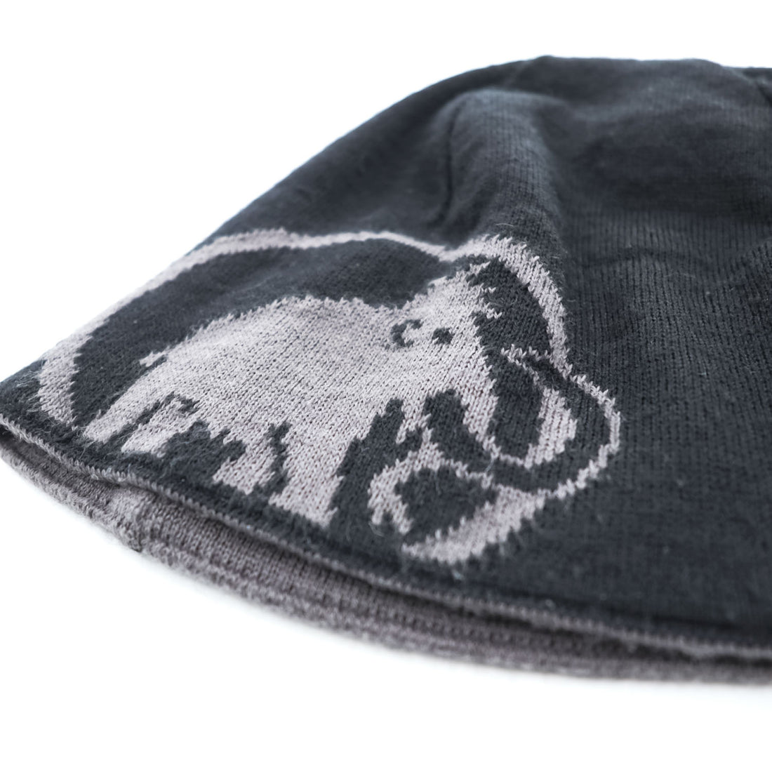 MAMMUT Reversible Knit Beanie Black Gray Mammoth Logo